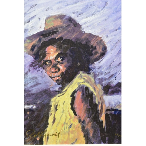 464 - ROLF HARRIS (AUSTRALIA 1930-2023) 'ARNHEMLAND GIRL',  a signed limited edition print depicting an Ab... 