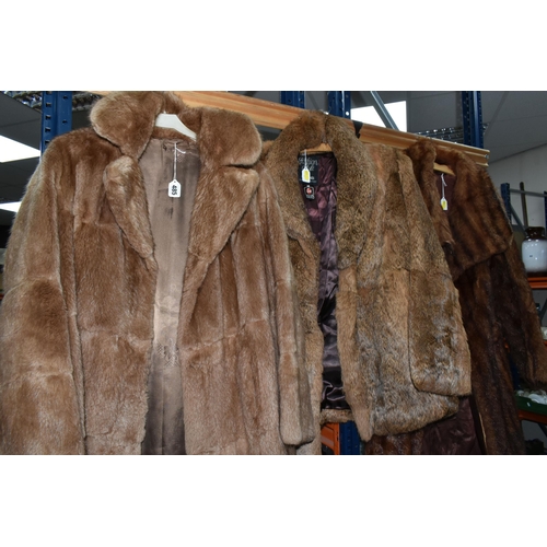 485 - THREE FUR COATS, comprising a German 'Fashion Style' coney fur jacket, and two vintage fur coats (3)... 