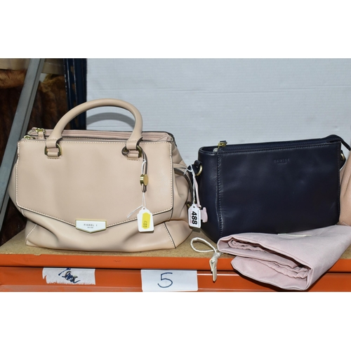 488 - TWO RADLEY AND ONE FIORELLI HANDBAGS, comprising an oyster coloured Fiorelli handbag with a removabl... 