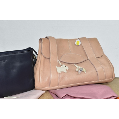 488 - TWO RADLEY AND ONE FIORELLI HANDBAGS, comprising an oyster coloured Fiorelli handbag with a removabl... 