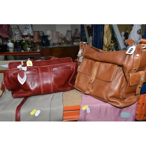 489 - TWO LEATHER RADLEY HANDBAGS, comprising a rust coloured shoulder bag with removable shoulder strap a... 