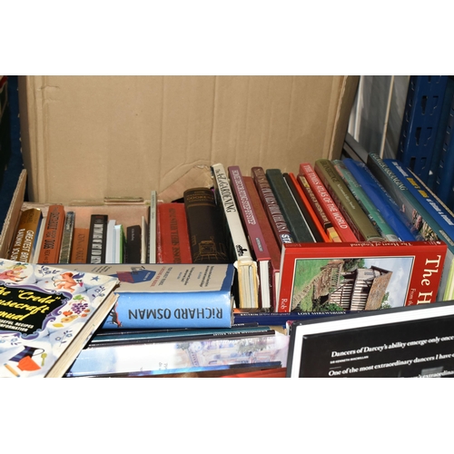 507 - THREE BOXES OF BOOKS, approximately sixty hardback novels, authors include John Simpson, Jilly Coope... 