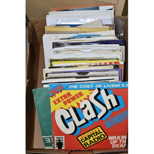 516 - TWO BOXES OF MOSTLY 80s 45 RPM SINGLES to include approximately one hundred singles to include The C... 