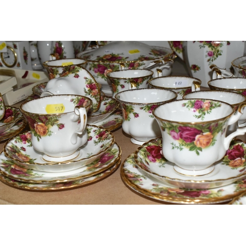 517 - A COLLECTION OF ROYAL ALBERT 'OLD COUNTRY ROSES' PATTERN DINNER, TEA AND GIFT WARES, comprising two ... 