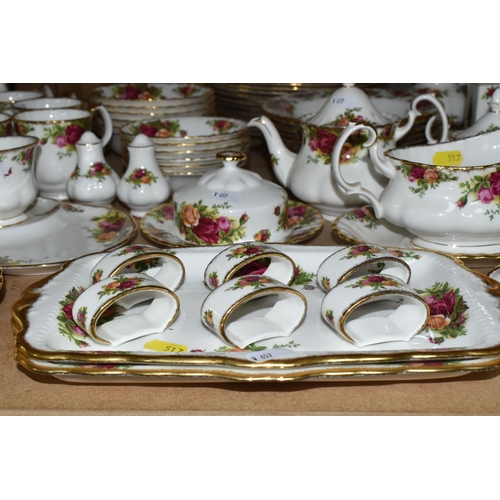 517 - A COLLECTION OF ROYAL ALBERT 'OLD COUNTRY ROSES' PATTERN DINNER, TEA AND GIFT WARES, comprising two ... 