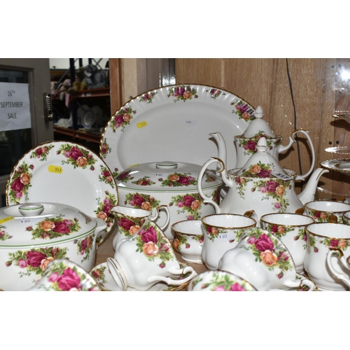 517 - A COLLECTION OF ROYAL ALBERT 'OLD COUNTRY ROSES' PATTERN DINNER, TEA AND GIFT WARES, comprising two ... 