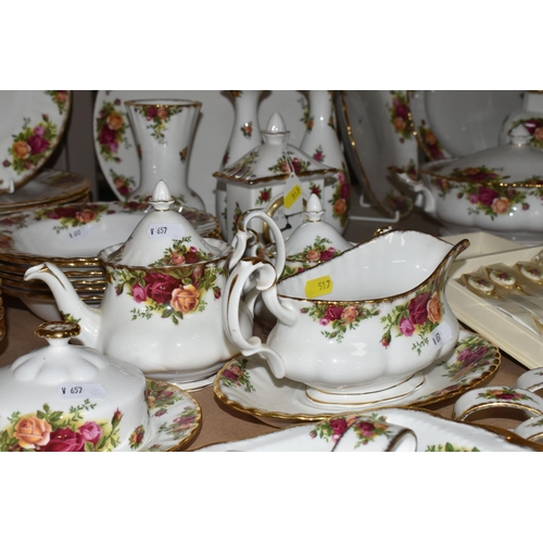 517 - A COLLECTION OF ROYAL ALBERT 'OLD COUNTRY ROSES' PATTERN DINNER, TEA AND GIFT WARES, comprising two ... 