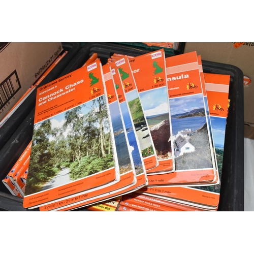 536 - FIVE BOXES OF ORDNANCE SURVEY 'EXPLORER' MAPS, local leisure maps with public rights of way and tour... 