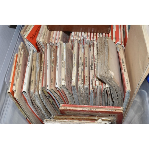 537 - FIVE BOXES OF ASSORTED VINTAGE ORDNANCE SURVEY MAPS, to include two January 1942 maps of R.A.F stati... 