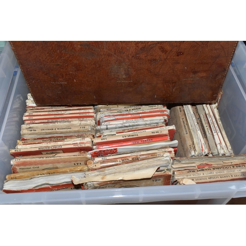 537 - FIVE BOXES OF ASSORTED VINTAGE ORDNANCE SURVEY MAPS, to include two January 1942 maps of R.A.F stati... 