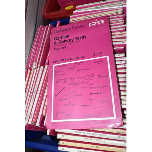 538 - FOUR BOXES OF ORDNANCE SURVEY 'LAND RANGER' MAPS, approximately two hundred and ninety maps covering... 