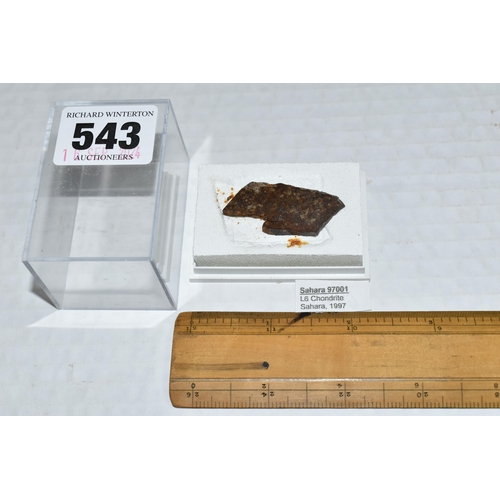 543 - A SLICE OF SAHARA 97001 METEORITE, classified L6 Chondrite, found 1997, 4.8g (1)