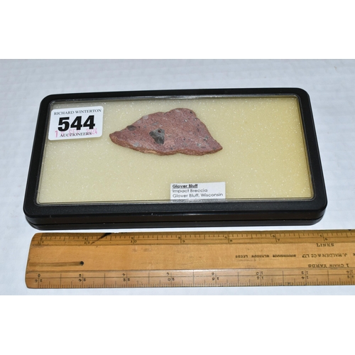 544 - A SLICE OF GLOVER BLUFF IMPACT BRECCIA, partly polished sides with rough edges (1)