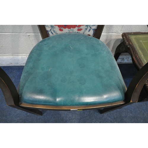 1198 - A SET OF TEN CHAIRS, with dark green leatherette upholstery, with square tapered and reeded front le... 