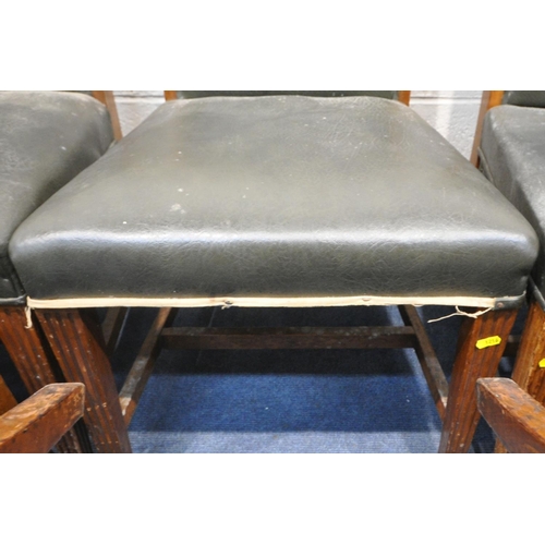 1198 - A SET OF TEN CHAIRS, with dark green leatherette upholstery, with square tapered and reeded front le... 