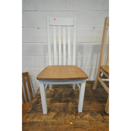 1285 - A RECTANGULAR FARMHOUSE STYLE TABLE, length 152cm x depth 88cm x height 78cm, along with six chairs ... 