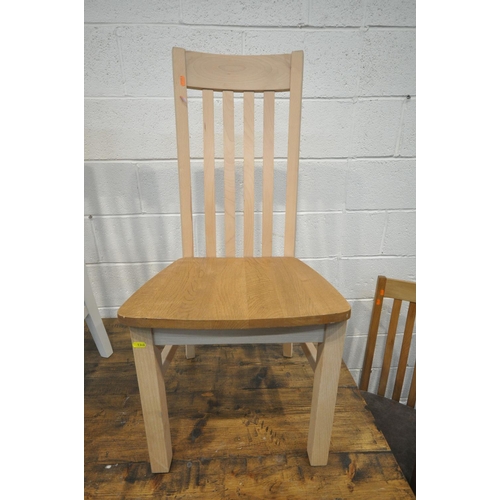 1285 - A RECTANGULAR FARMHOUSE STYLE TABLE, length 152cm x depth 88cm x height 78cm, along with six chairs ... 