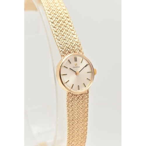 30 - A LADIES 9CT GOLD 'OMEGA' WRISTWATCH AND A ROLEX WATCH BOX, manual wind watch, round silvered dial s... 