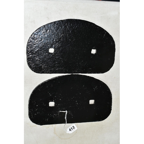 412 - TWO CAST IRON RAILWAY PLAQUES from Wolverton dated 1950 and 1954 comprising one B457370 13T Lot No. ... 
