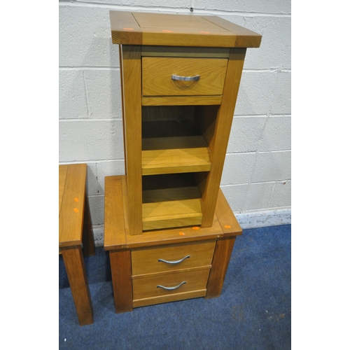 1237 - A SELECTION OF MODERN OAK OCCASIONAL FUNITURE, to include a two drawer bedside chest, width 58cm x d... 