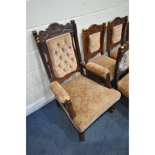 1260 - AN EDWARDIAN WALNUT PARLOUR SUITE, comprising a chaise lounge, length 175cm, an armchair, a large ch... 