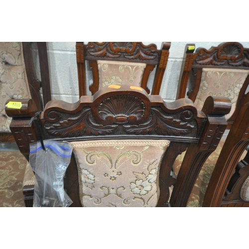 1260 - AN EDWARDIAN WALNUT PARLOUR SUITE, comprising a chaise lounge, length 175cm, an armchair, a large ch... 