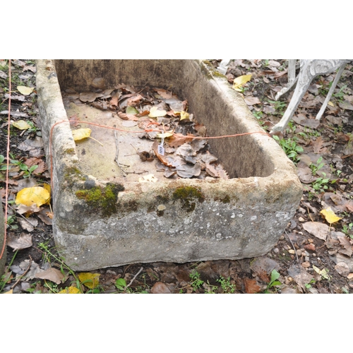 1015 - A LARGE WEATHERED SANDSTONE TROUGH width 68cm, depth 108cm, height 34cm (very weathered but intact, ... 