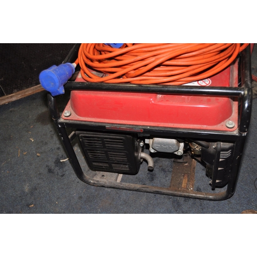 1066 - A HONDA EM2200 PETROL GENERATOR with 240v, 110v and 12v outlets and a 240v extension lead (engine pu... 