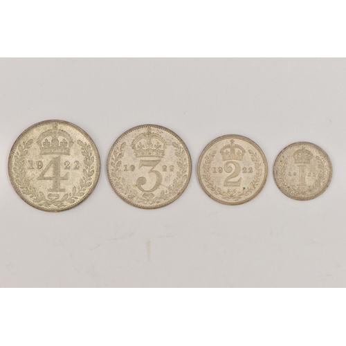 145 - A SET OF GEORGE V MAUNDY COINS  1922 4d-1d