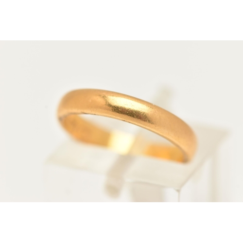 24 - A 22CT GOLD POLISHED BAND RING, approximate band width 3.1mm, hallmarked 22ct Birmingham, ring size ... 