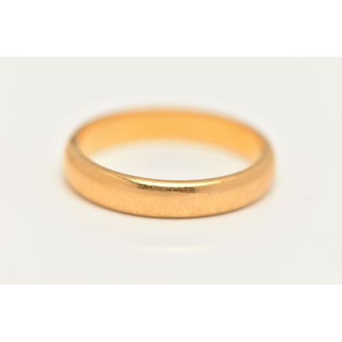 24 - A 22CT GOLD POLISHED BAND RING, approximate band width 3.1mm, hallmarked 22ct Birmingham, ring size ... 