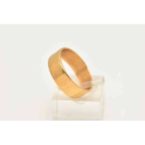 30 - A 22CT GOLD WEDDING BAND RING, designed as a plain polished flat band, hallmarked 22ct gold Birmingh... 