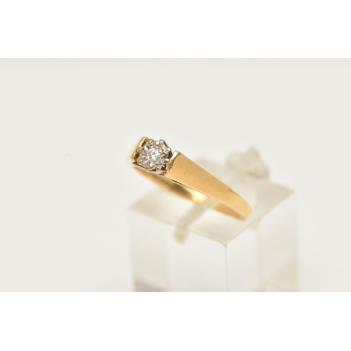 32 - A DIAMOND SINGLE STONE RING, set with a round brilliant cut diamond, measuring approximately 2.2mm d... 