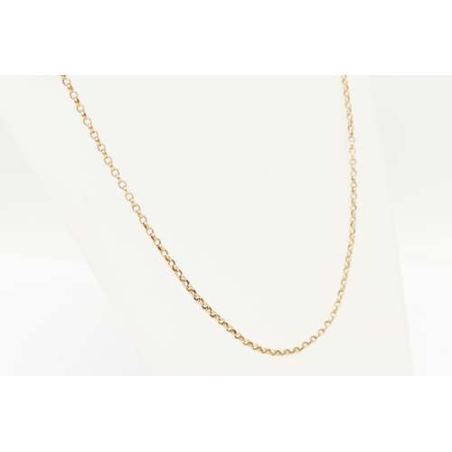 70 - A 9CT GOLD BELCHER CHAIN, fitted with a spring clasp, hallmarked 9ct Birmingham, length 600mm, appro... 