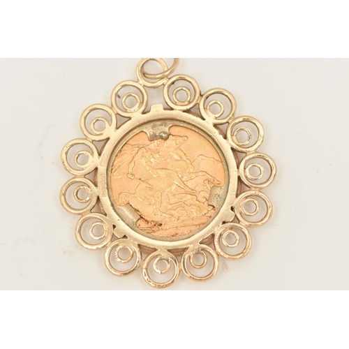 77 - A MOUNTED VICTORIAN FULL GOLD SOVEREIGN COIN PENDANT, depicting Queen Victoria, dated 1892, claw set... 