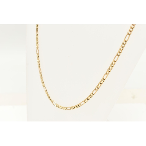 78 - A 9CT GOLD FIGARO CHAIN, Fitted with a lobster clasp, hallmarked 9ct Birmingham, length 600mm, appro... 