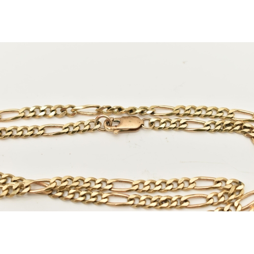 78 - A 9CT GOLD FIGARO CHAIN, Fitted with a lobster clasp, hallmarked 9ct Birmingham, length 600mm, appro... 