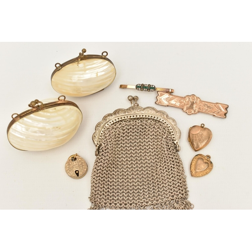 105 - A COLLECTION OF LATE 19TH TO EARLY 20TH CENTURY JEWELLERY AND ACCESSORIES, to include a rolled gold ... 