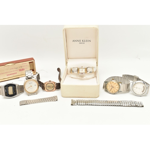 107 - A GENTS 9CT GOLD WRISTWATCH AND A SELECTION OF OTHERS, gents 9ct rose gold manual wind watch, round ... 