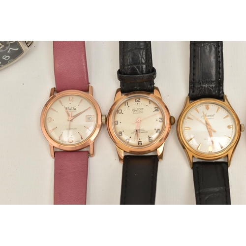 112 - A SELECTION OF EIGHT WRISTWATCHES, to include an ALLAINE 25 rubis automatic incabloc wristwatch, a M... 