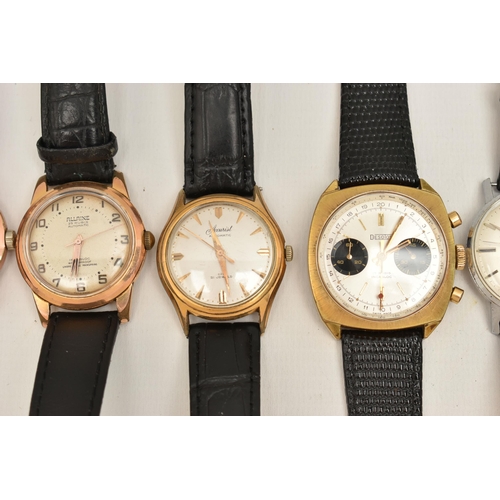 112 - A SELECTION OF EIGHT WRISTWATCHES, to include an ALLAINE 25 rubis automatic incabloc wristwatch, a M... 