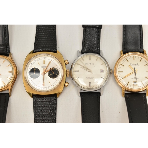 112 - A SELECTION OF EIGHT WRISTWATCHES, to include an ALLAINE 25 rubis automatic incabloc wristwatch, a M... 