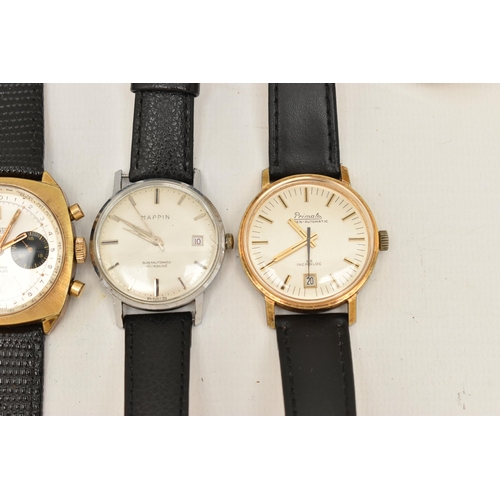 112 - A SELECTION OF EIGHT WRISTWATCHES, to include an ALLAINE 25 rubis automatic incabloc wristwatch, a M... 