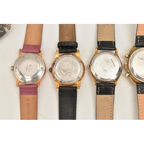 112 - A SELECTION OF EIGHT WRISTWATCHES, to include an ALLAINE 25 rubis automatic incabloc wristwatch, a M... 