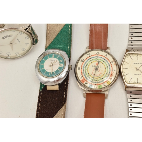 113 - A COLLECTION OF VINTAGE WATCHES, to include a MILES W. GERMAMAY wristwatch, a SICURA 17 jewels wrist... 