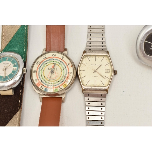 113 - A COLLECTION OF VINTAGE WATCHES, to include a MILES W. GERMAMAY wristwatch, a SICURA 17 jewels wrist... 