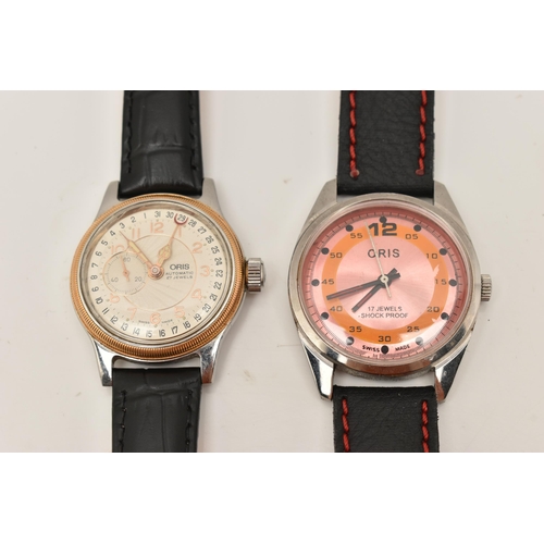 92 - TWO VINTAGE ORIS WRISTWATCHES, to include a yellow and white metal Oris wristwatch numbered 7462, th... 