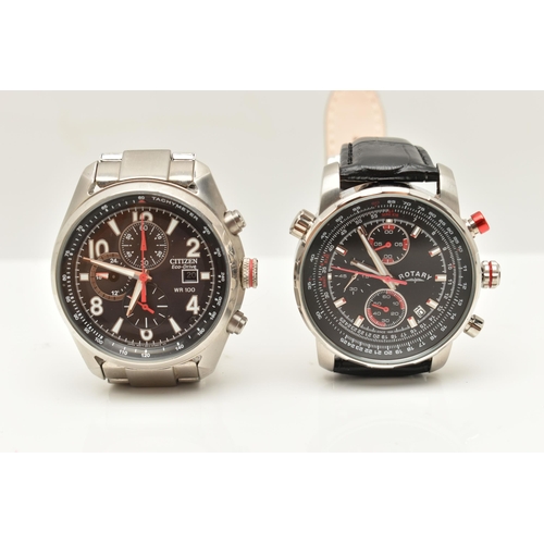 93 - A CITIZEN WRISTWATCH AND A ROTARY WRISTWATCH, to include a Citizen wristwatch Eco-Drive WR 100, the ... 