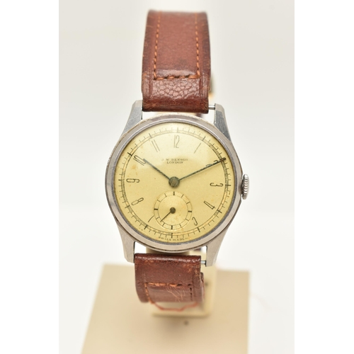 94 - A GENTS 'J.W.BENSON' WRISTWATCH, manual wind, round discoloured silver dial signed 'J.W.Benson Londo... 