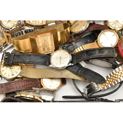 116 - A BOX OF ASSORTED WATCHES, an assortment of watches to include two silver cased watches, both hallma... 